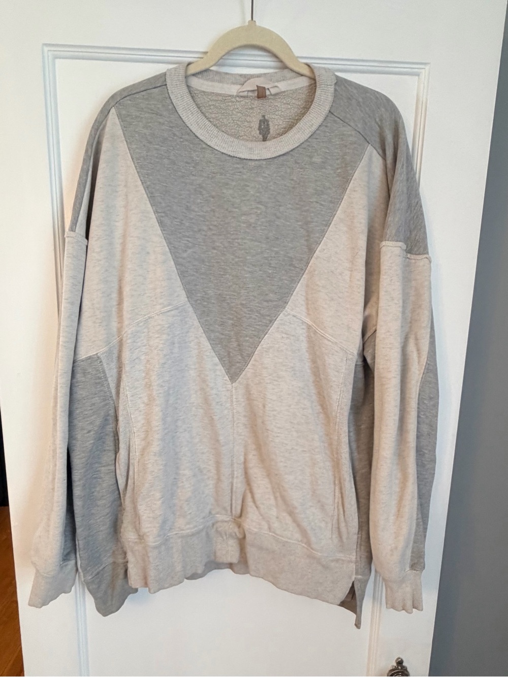 Free People Two-Tone Gray & Light Gray Crewneck Sweatshirt